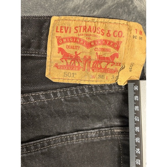 Levi's 501 XX Men's Distressed Black Denim Jeans Button Fly Grunge Style 36x33 - Picture 3 of 12
